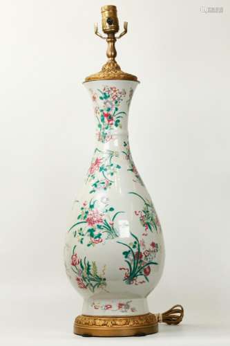 Lg Chinese Famille Rose Enameled Porcelain Vase