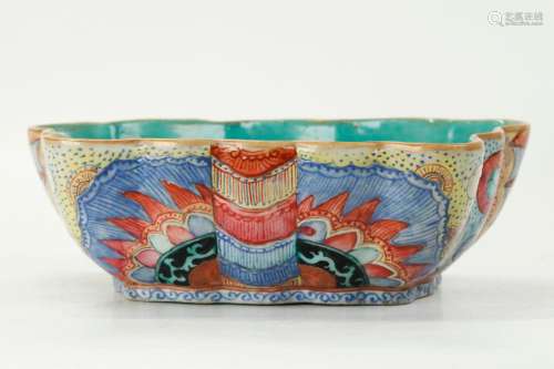 Chinese 19th C Butterfly Enameled Porcelain Bowl