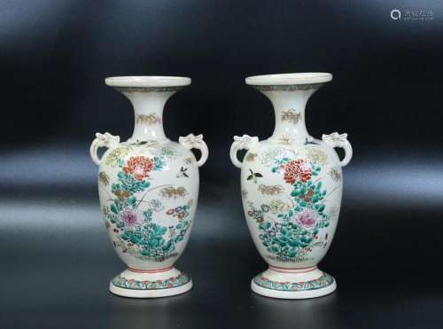 Mirror Pr Japanese Gilt Enameled Satsuma Vases