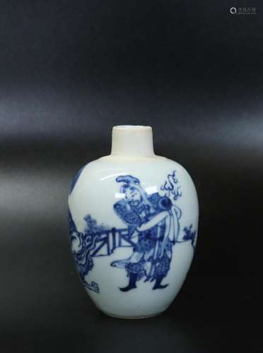 Small Chinese Blue & White Porcelain Tea Jar