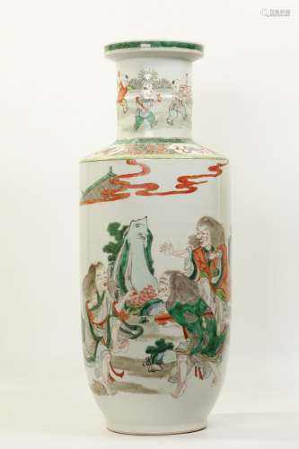 Lg Chinese Famille Verte Enameled Porcelain Vase