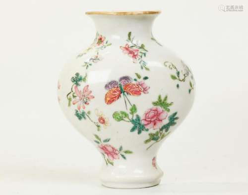 Chinese 19th C Famille Rose Porcelain Wall Vase