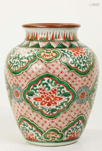 Chinese Famille Verte Porcelain Brocade Vase