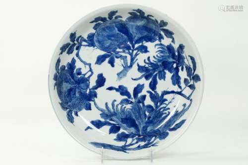 Large Chinese Blue & White Porcelain Plate