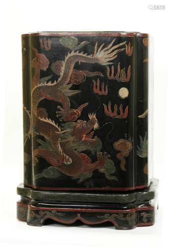 Chinese Dragon Lacquer Stand & Tall Cover