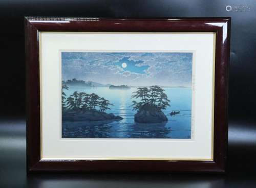 Kawase Hasui: Moonrise at Futago Woodblock Print