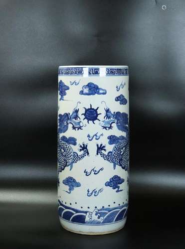 Chinese Blue White Dragon Porcelain Umbrella Stand