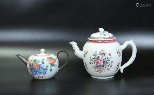 Chinese 18th C Rose Porcelain Teapot; Kangxi Wucai