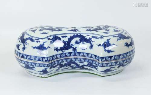 Chinese Blue & White "Ingot" Porcelain Covered...