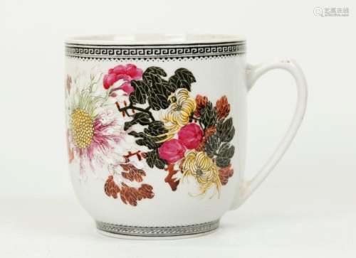 Chinese Artist Enameled Porcelain Teacup