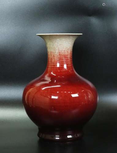Chinese 19 C Underglaze Red Crackle Large Vase