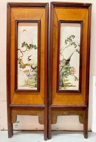 2 Chinese Enameled Porcelain Plaques with Frames