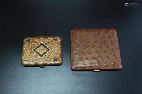 2 South Africa Ostrich, Morocco Leather Cases