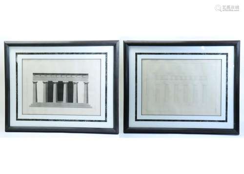 2 Architecture 1806 Engravings Doric Greek Temples