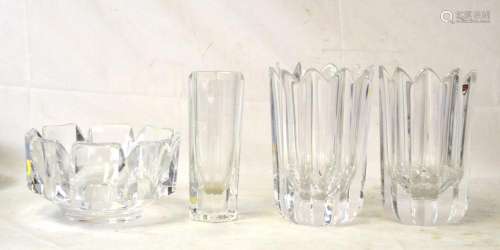 Four Pcs of Cut Crystal Vases & Bowl