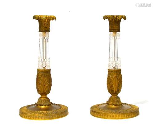 Pr Empire Bronze & Cystal Candle Sticks