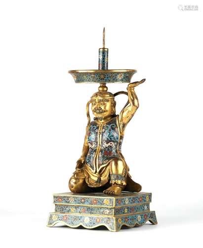 Chinese Cloisonne Figure Candle Stick