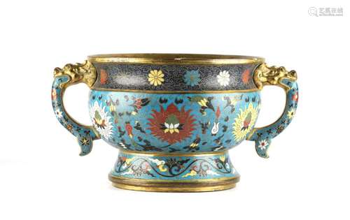 Chinese Cloisonne Censer w Handles