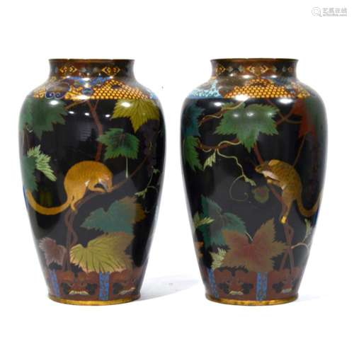 Pr Antique Japanese Cloisonne Vases