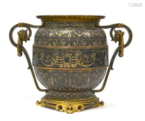 Fine Middle Eastern Bronze Gold Inlaid Vase