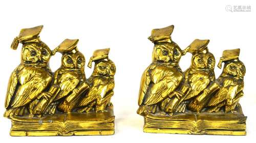 Pr Bronze Owls Book Ends