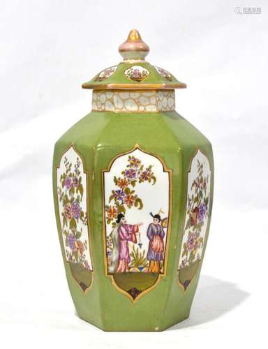 German Hexagonal Shape Covered Vase