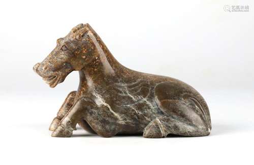 Chinese Carved Brownish Stone Figure of Horse