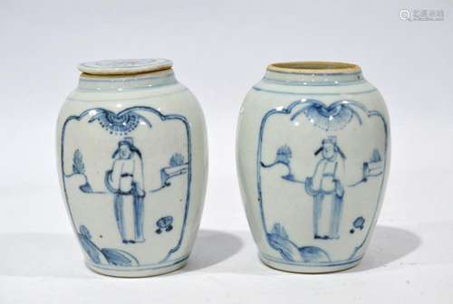 Pr Chinese Blue & White Vases