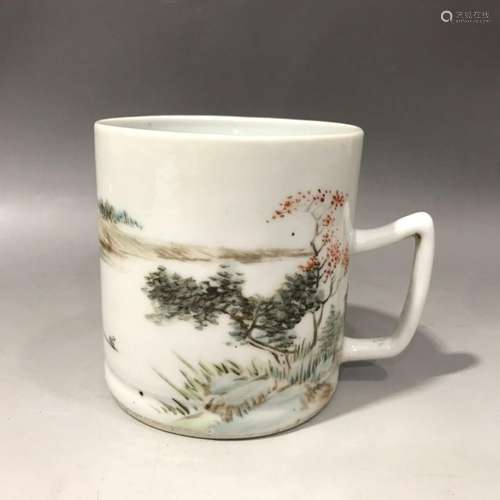 Light crimson landscape tea cup