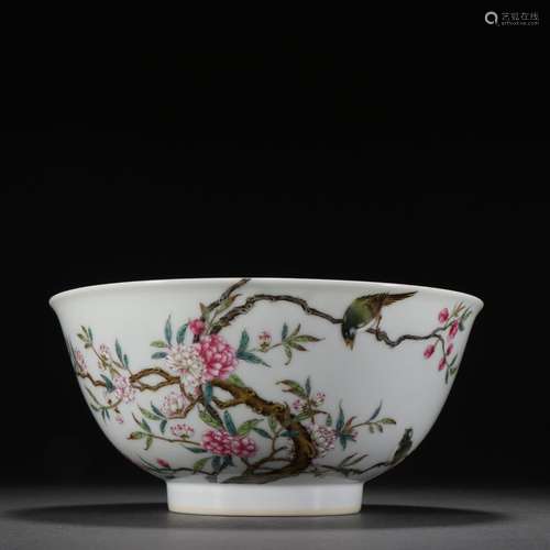 Reflow Pastel Flower and Bird Pattern Bowl