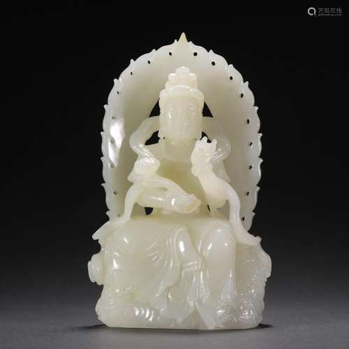 Hetian Jade Seed Material Ruyi Guanyin Ornament