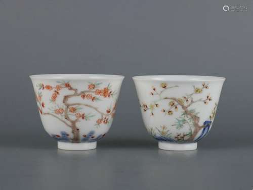 Two Doucai Huashen Cups