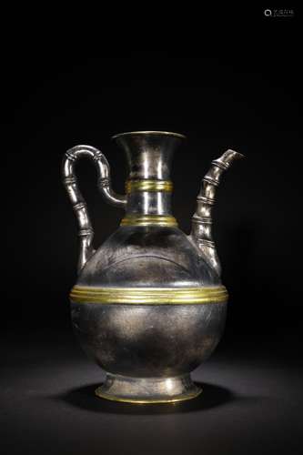 Old collection of sterling silver gilt jug