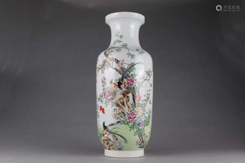 Enamel flower and bird stick bottle