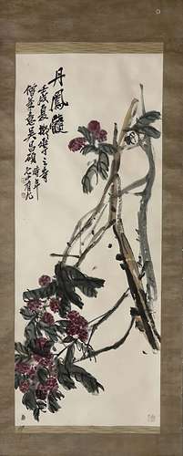 吴昌硕 花卉（原裱工） 设色纸本立轴