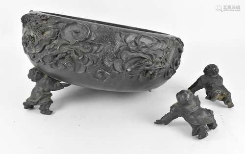 A Chinese bronzed cast metal jardiniere, late 19th/early 20t...