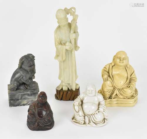 A group of Oriental laughing Buddhas, comprising a dehua mod...