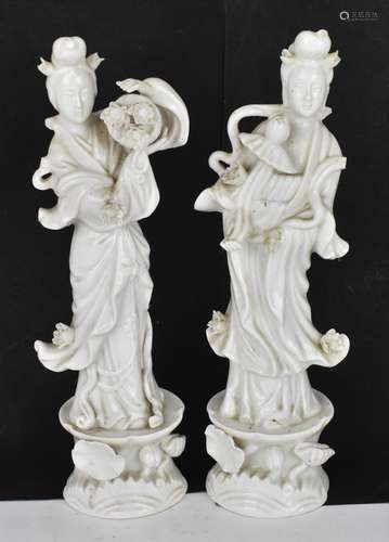 Two Chinese Blanc-de-Chine figures of Guanyin, Dehua, early ...