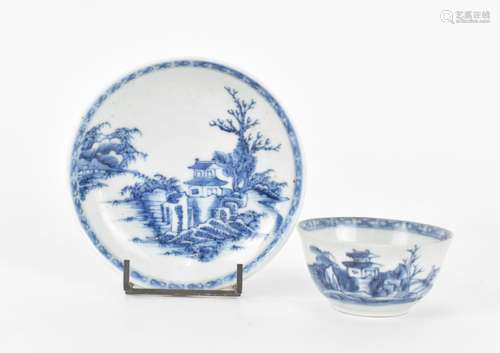 A Chinese Nanking Cargo blue and white teacup and saucer, 18...