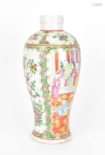 A Chinese export famille rose porcelain vase, Canton, 19th c...