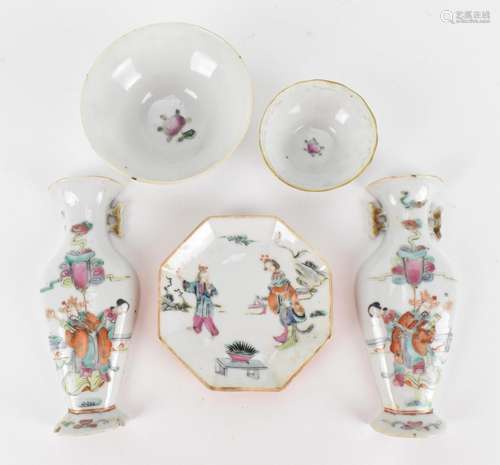 A pair of Chinese Famille Rose porcelain wall pockets, proba...