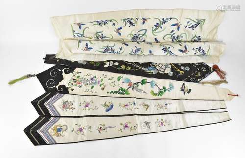 A small collection of Chinese Qing dynasty embroidered silk ...