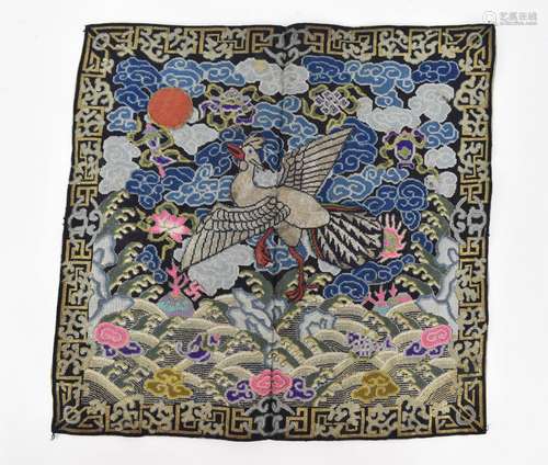 A Chinese Qing dynasty kesi tapestry rank badge, embroidered...