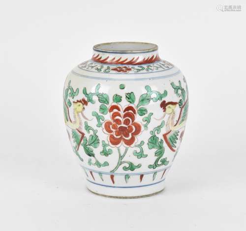 A Chinese wucai porcelain vase, probably late Ming Shunzhi p...