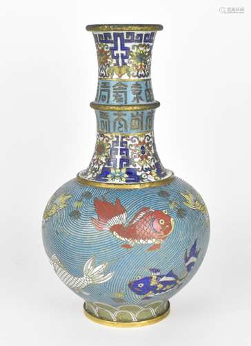 A Chinese cloisonne archaic style 'aquatic' vase, ea...