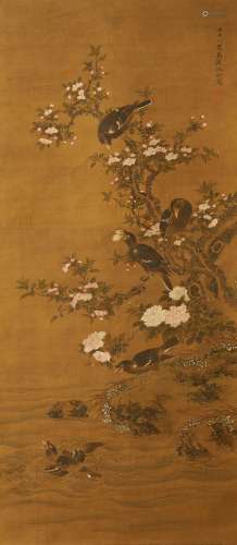 Attributed to Shen Quan (1682-1760) Myna and Early Spring Fl...