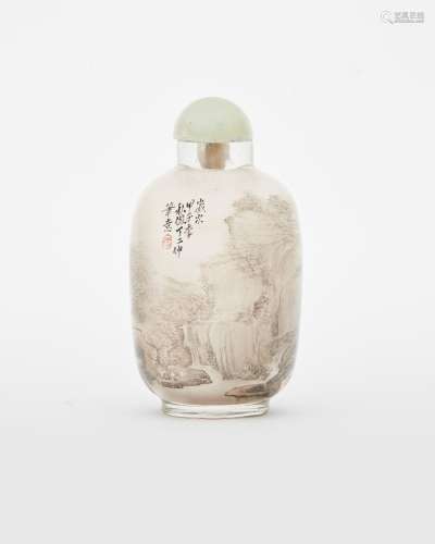 An inside painted glass 'landscape' snuff bottle In the styl...