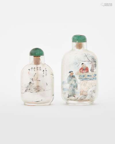 Two inside painted glass snuff bottles Zhou Leyuan (active 1...