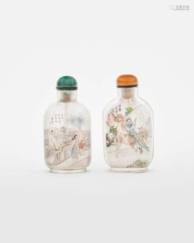 Two inside painted glass snuff bottles Signed Ye Zhongsan, d...