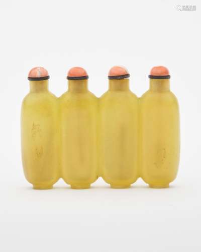 A four-joint yellow jade snuff bottle 19th century